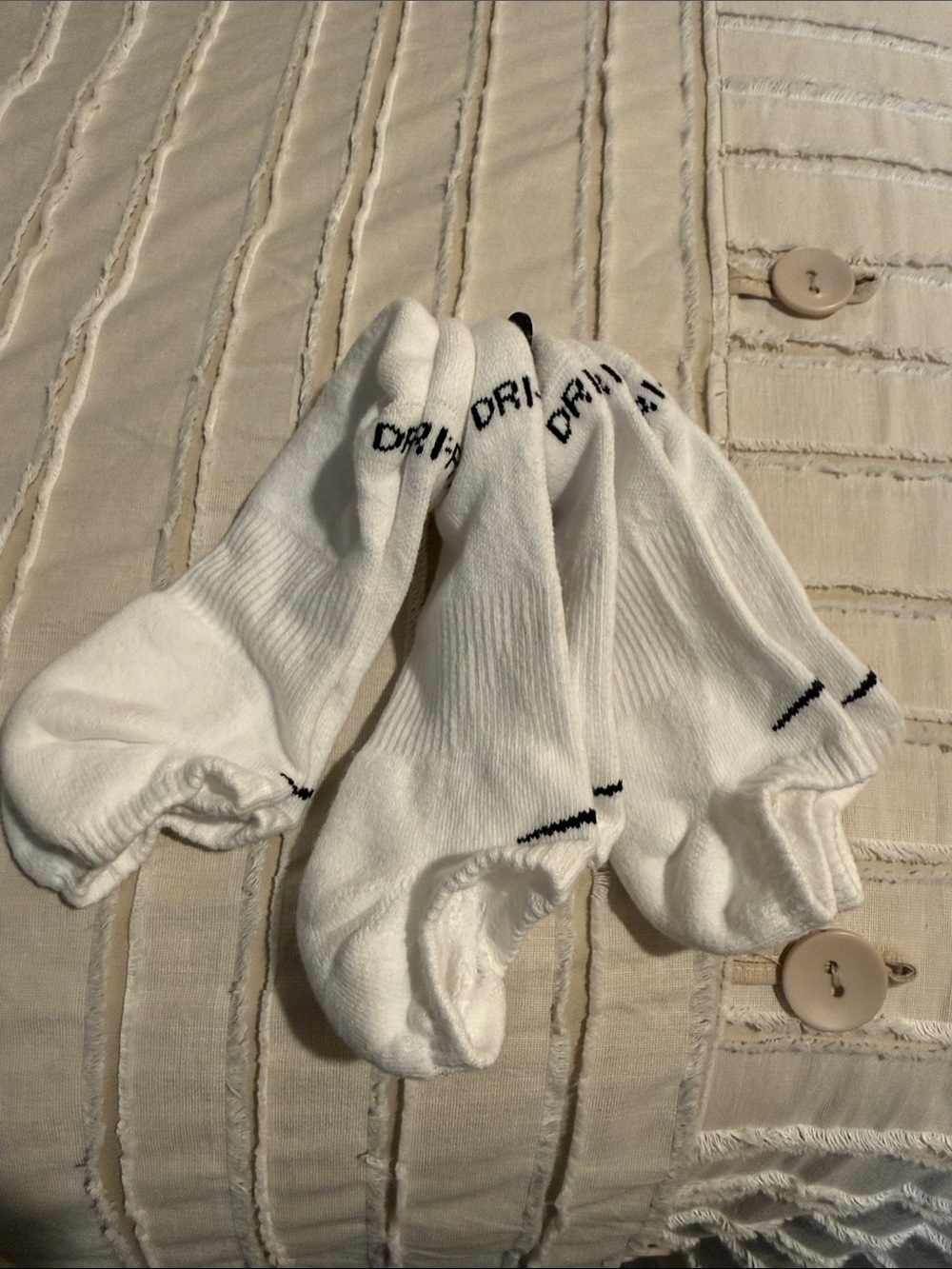 Nike White Low-Cut Athletic Socks with Black Accents
